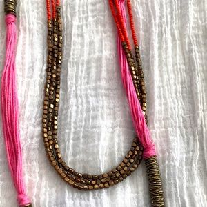 Pink/orange necklace set